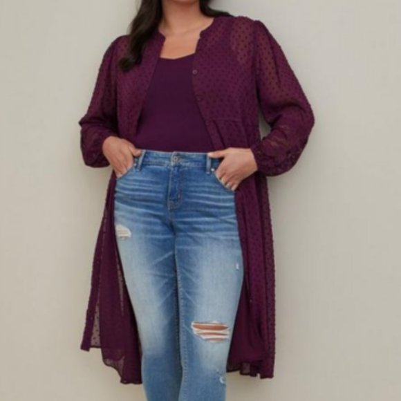 NWT Torrid Clip Dot Button Front Maxi Kimono 4X - Picture 7 of 7